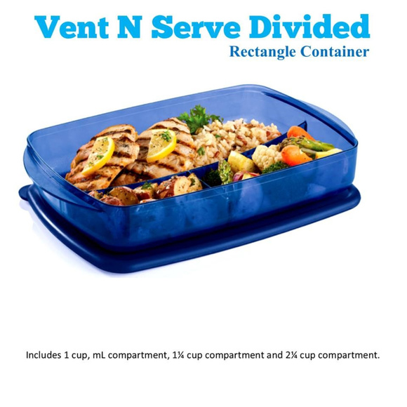 Vent N Serve Divided Rectangle Microwave Container - Picture 2 of 2